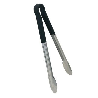 12-Inch Stainless Steel Spring Tongs (Black)