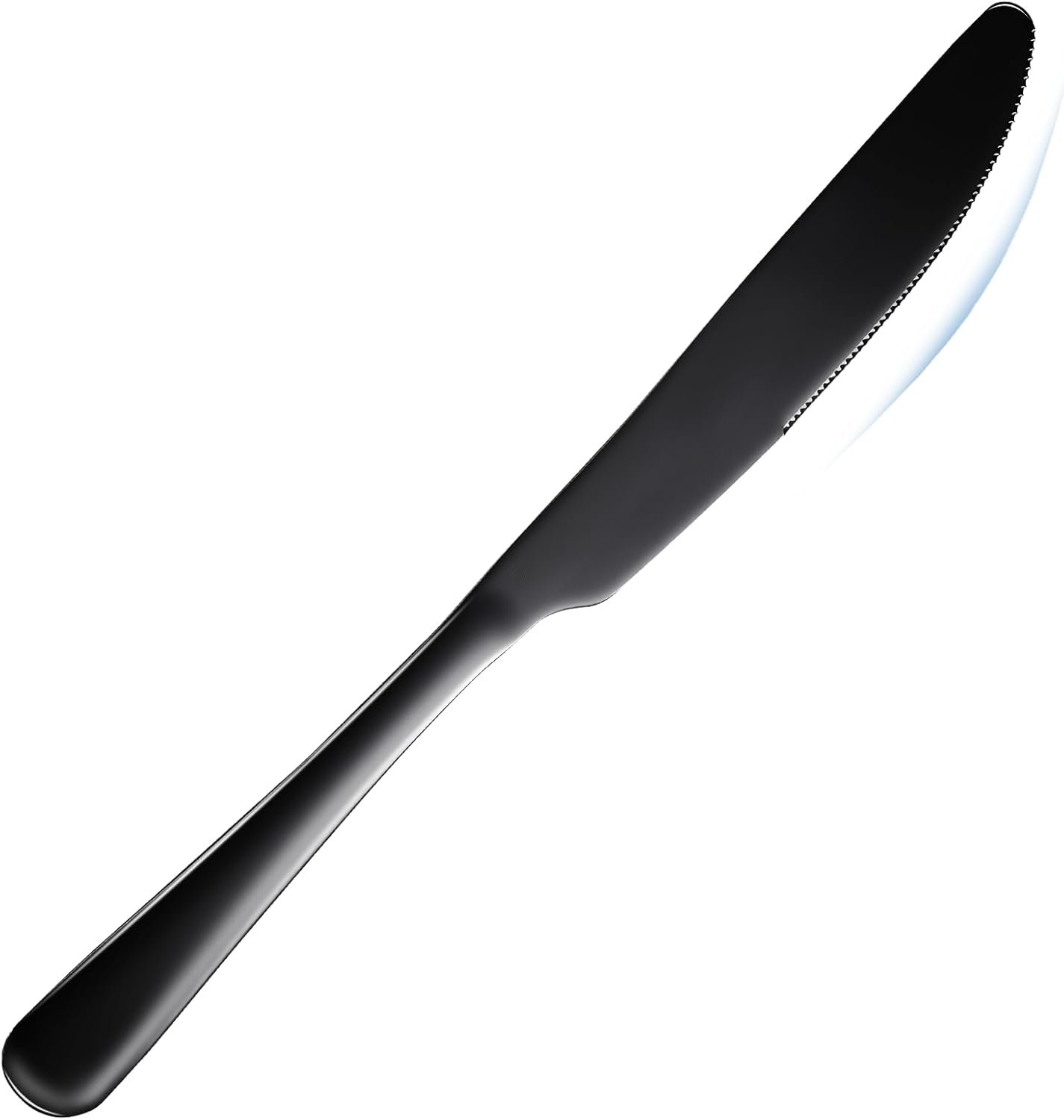 6-Piece Food-Grade Stainless Steel Dinner/Butter Knife Set: Black finish; 9-inch one-piece forged design; easy to clean and dishwasher safe (Color: Black).