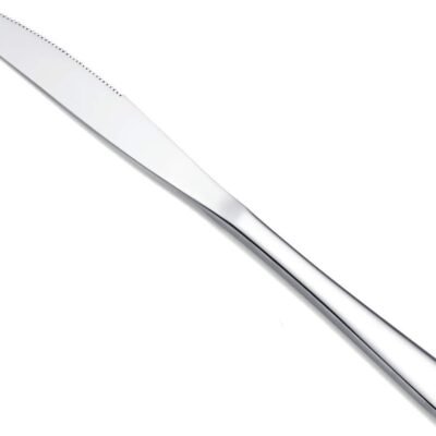 6-Piece Dinner Knife Set: Stainless steel dinner knives, butter spreaders, and table cutlery featuring a gleaming mirror finish; sturdy, durable, and dishwasher safe.