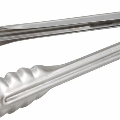 Stainless Steel Multi-Purpose Tongs with Coil Spring (Extra-Thick, Heavy-Duty) — 12-Inch (Medium)