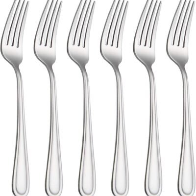 Table Forks Dinner Forks Stainless Steel 18/0 of Forks 6 Pcs for Home, Kitchen Restaurant, Dishwasher Safe, 7.99 Inches, Silver