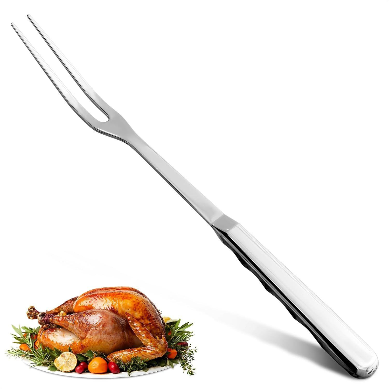 Carving Fork for Meat – 11" Two-Prong Stainless Steel Meat Fork with Long Heat-Resistant Handle, Durable and Practical for Grilling, Cooking, and Serving - Classic BBQ Design