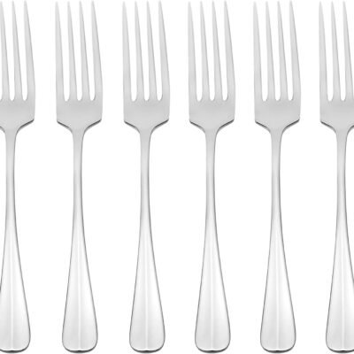Flatware Dinner Forks, Set of 6, 18/0 Stainless Steel, Silverware Set, Dishwasher Safe