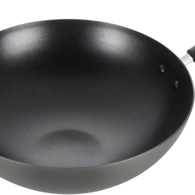 Hard Anodized Nonstick Wok 14 Inch, Oven Broiler Safe 350F, Non Stick Stir-Fry Pan, Cookware, Pots and Pans, Kitchen, Versatile Deep Frying, Sauté, Braise, Stew, Dishwasher Safe, Black