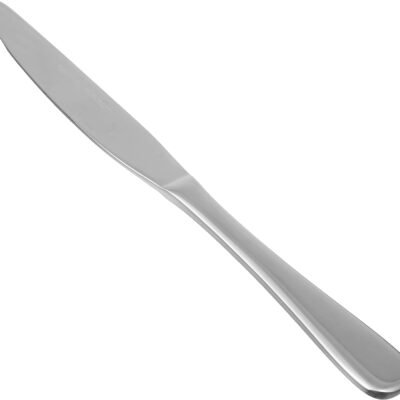 Stainless Steel Round-Tip Dinner Knives: Silver cutlery/tableware; Restaurant-grade quality; Pack of 12; Silver finish.