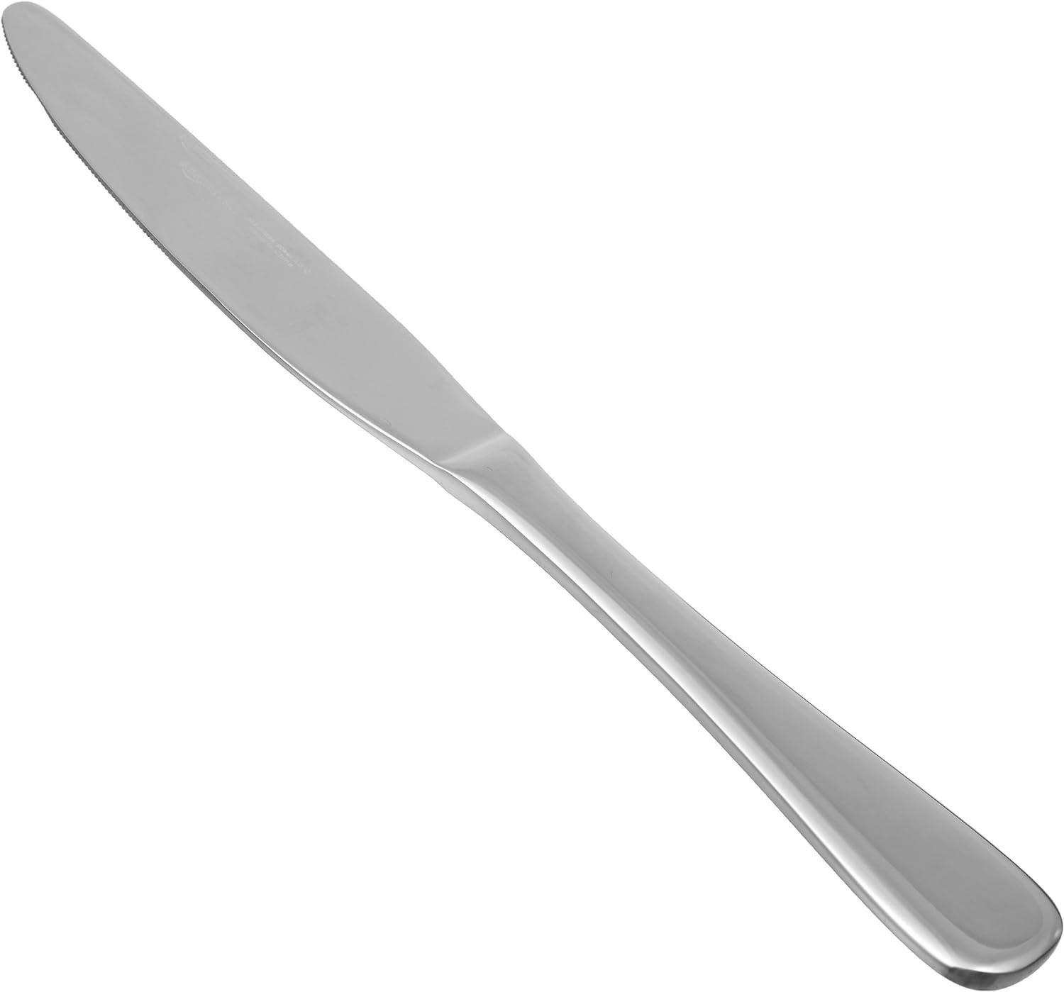 Stainless Steel Round-Tip Dinner Knives: Silver cutlery/tableware; Restaurant-grade quality; Pack of 12; Silver finish.