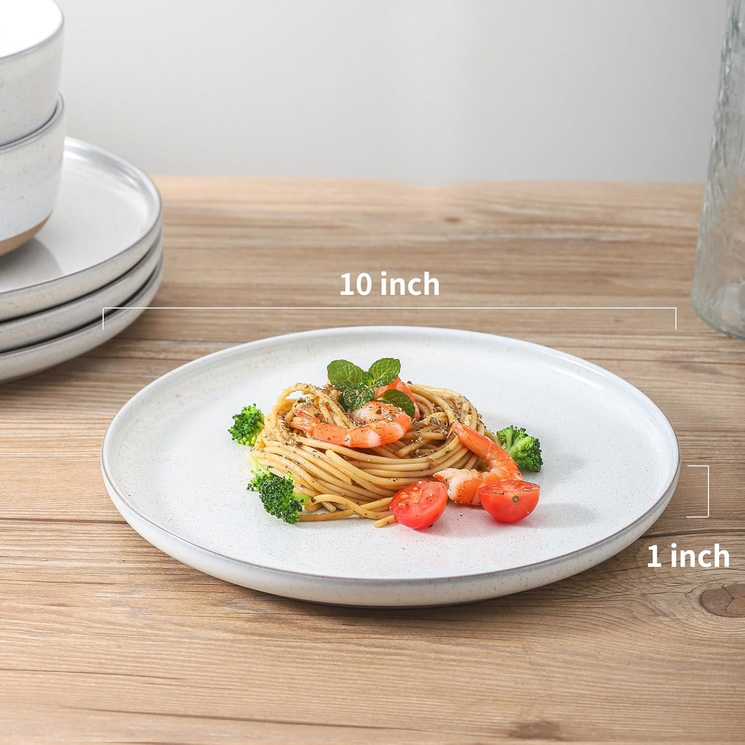 Ceramic Dinner Plates Set of 4,Stoneware 10 Inch,Microwave,Dishwasher and Oven Safe,Porcelain Dessert Plates for Pasta,Salad and Steak,Dishes Set for Kitchen,Scratch Resistant,White - Image 2